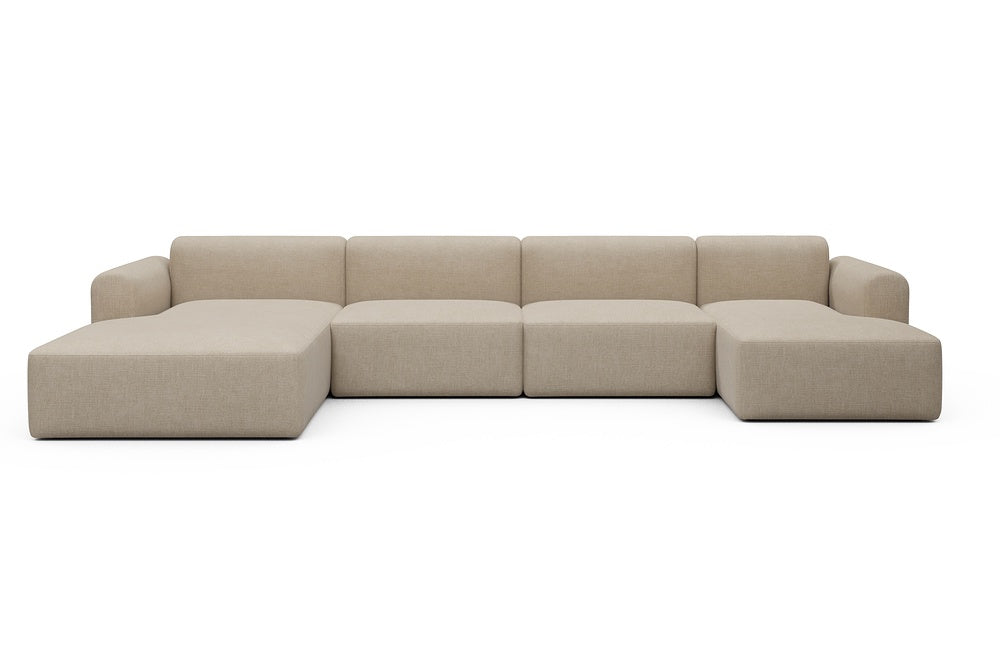 Rund Modular Sofa - Configurations 2 - U4L - 406 x 188 cm - Chaise + 2,5 Seater + Chaise - 410 Esina Almond Beige
