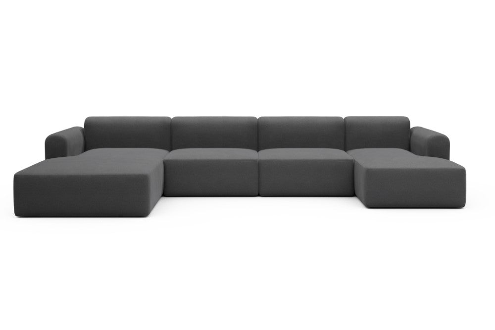 Rund Modular Sofa - Configurations 2 - U4L - 406 x 188 cm - Chaise + 2,5 Seater + Chaise - 441 Satya Warm Zinc