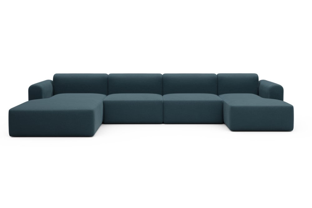 Rund Modular Sofa - Configurations 2 - U4L - 406 x 188 cm - Chaise + 2,5 Seater + Chaise - 443 Satya Deep Blue