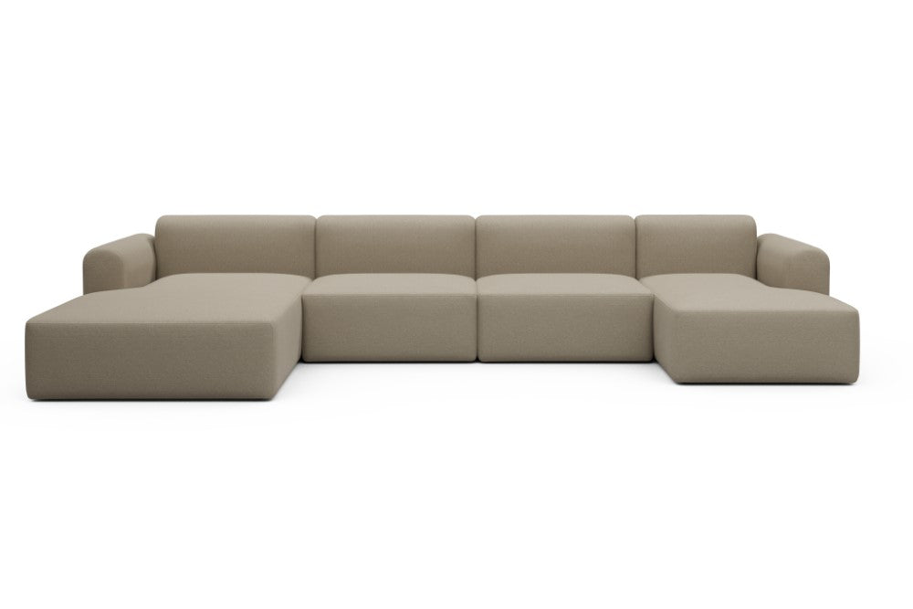 Rund Modular Sofa - Configurations 2 - U4L - 406 x 188 cm - Chaise + 2,5 Seater + Chaise - 445 Satya Natural Biege