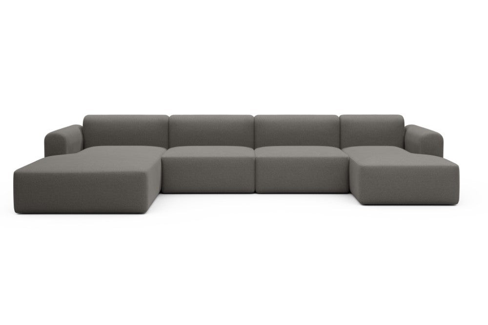 Rund Modular Sofa - Configurations 2 - U4L - 406 x 188 cm - Chaise + 2,5 Seater + Chaise - 446 Satya Taupe Brown