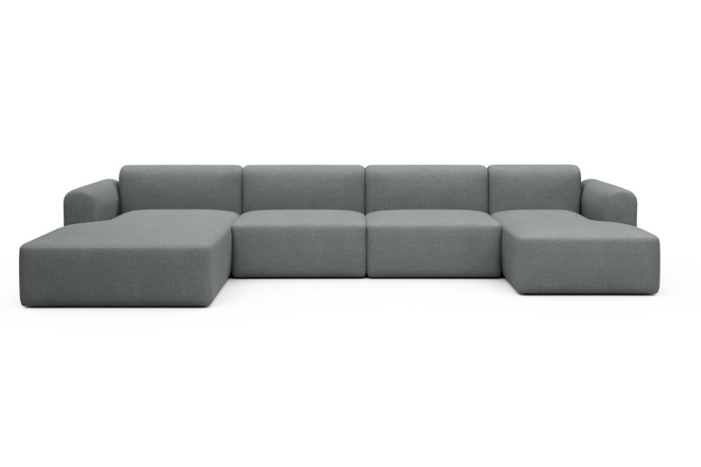 Rund Modular Sofa - Configurations 2 - U4L - 406 x 188 cm - Chaise + 2,5 Seater + Chaise - 485 Denari Soft Grey