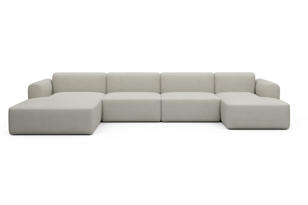 Rund Modular Sofa - Configurations 2 - U4L - 406 x 188 cm - Chaise + 2,5 Seater + Chaise - 487 Denari Clean Beige