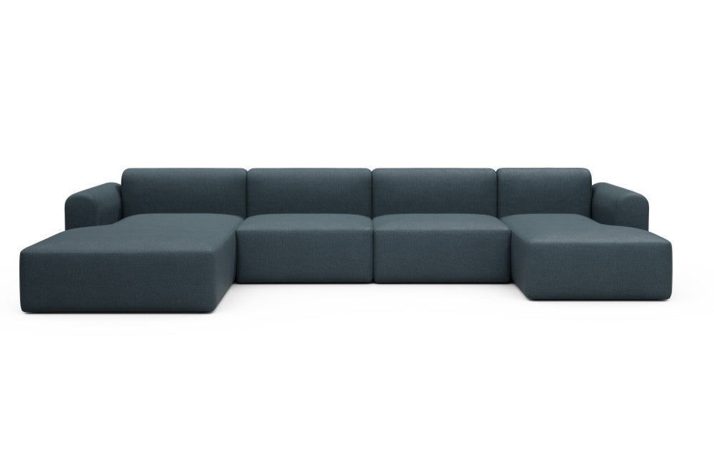 Rund Modular Sofa - Configurations 2 - U4L - 406 x 188 cm - Chaise + 2,5 Seater + Chaise - 489 Denari Royal Blue
