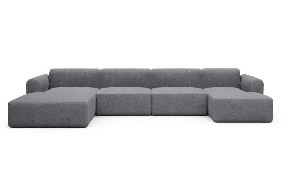 Rund Modular Sofa - Configurations 2 - U4L - 406 x 188 cm - Chaise + 2,5 Seater + Chaise - 495 Casone Gravel Grey