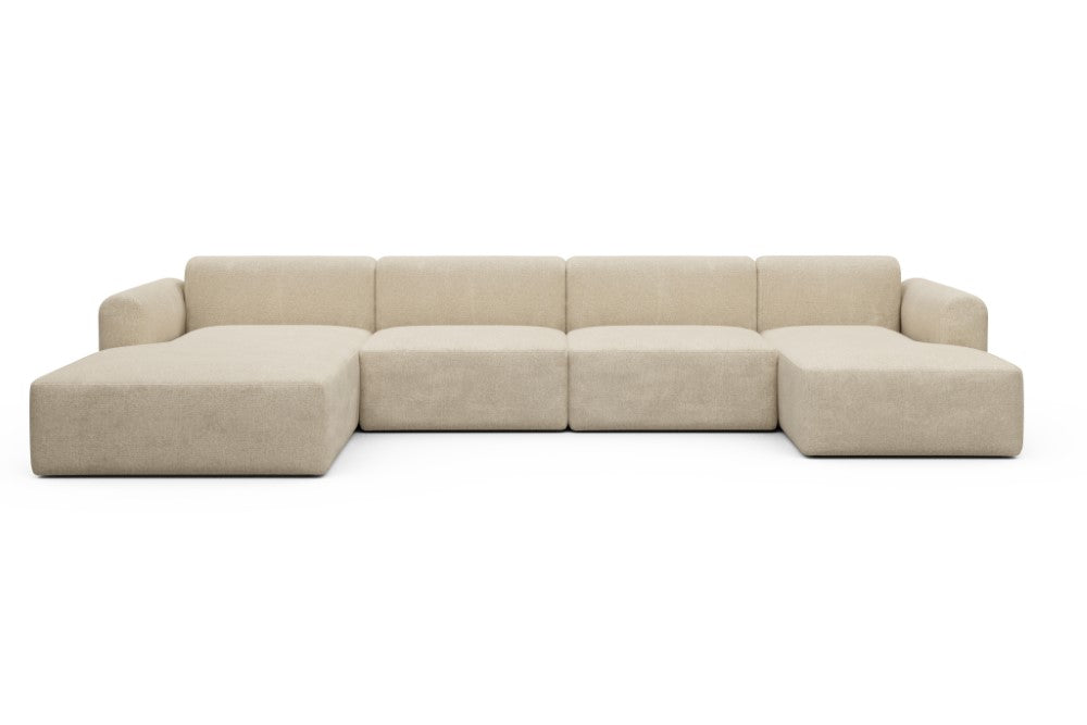 Rund Modular Sofa - Configurations 2 - U4L - 406 x 188 cm - Chaise + 2,5 Seater + Chaise - 496 Casone Natural Beigie
