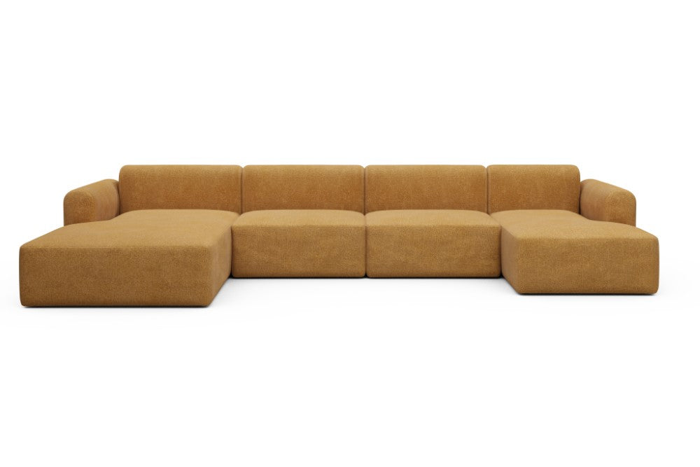Rund Modular Sofa - Configurations 2 - U4L - 406 x 188 cm - Chaise + 2,5 Seater + Chaise - 497 Casone Warm Yellow
