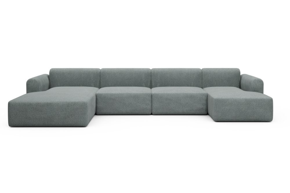 Rund Modular Sofa - Configurations 2 - U4L - 406 x 188 cm - Chaise + 2,5 Seater + Chaise - 499 Casone Light mixed Green