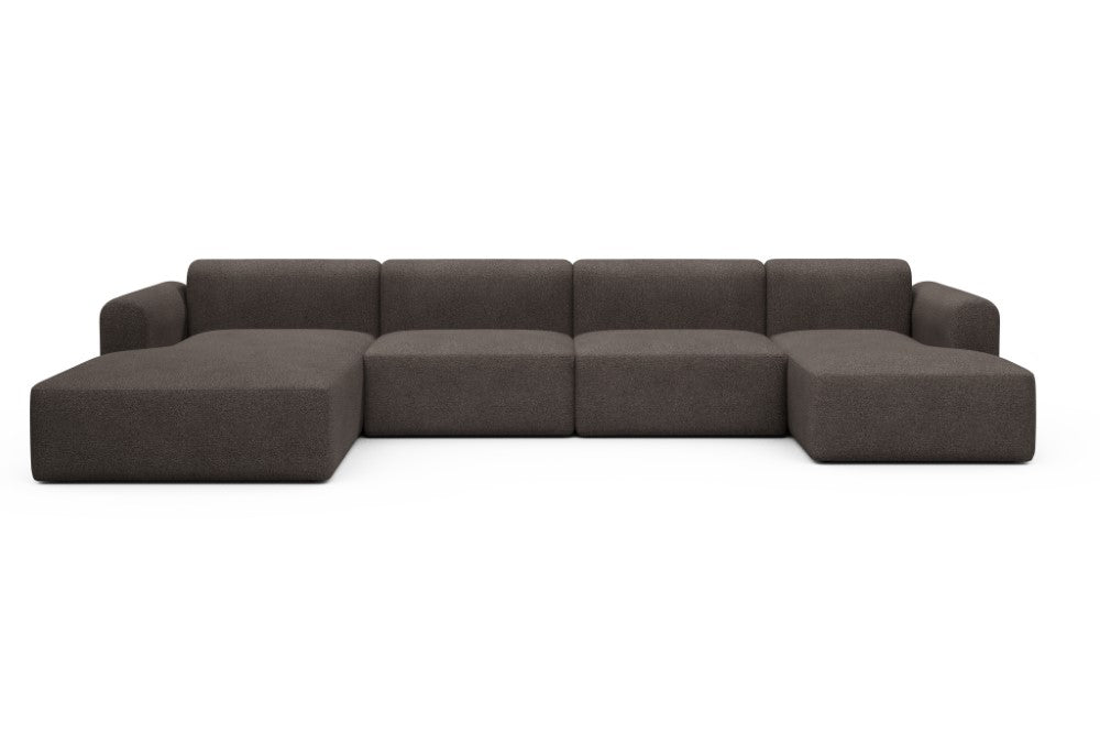 Rund Modular Sofa - Configurations 2 - U4L - 406 x 188 cm - Chaise + 2,5 Seater + Chaise - 530 Bouclé Taupe