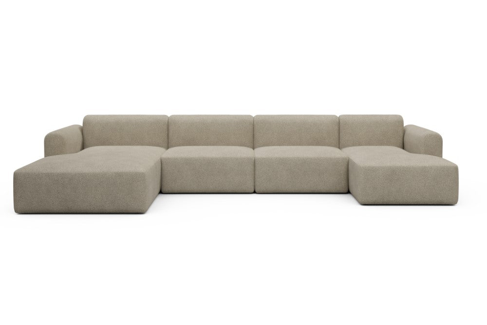 Rund Modular Sofa - Configurations 2 - U4L - 406 x 188 cm - Chaise + 2,5 Seater + Chaise - 539 Bouclé Beige