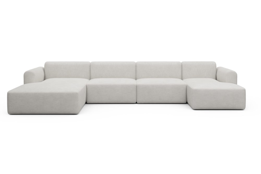 Rund Modular Sofa - Configurations 2 - U4L - 406 x 188 cm - Chaise + 2,5 Seater + Chaise - 574 Vivus Dusty Off White