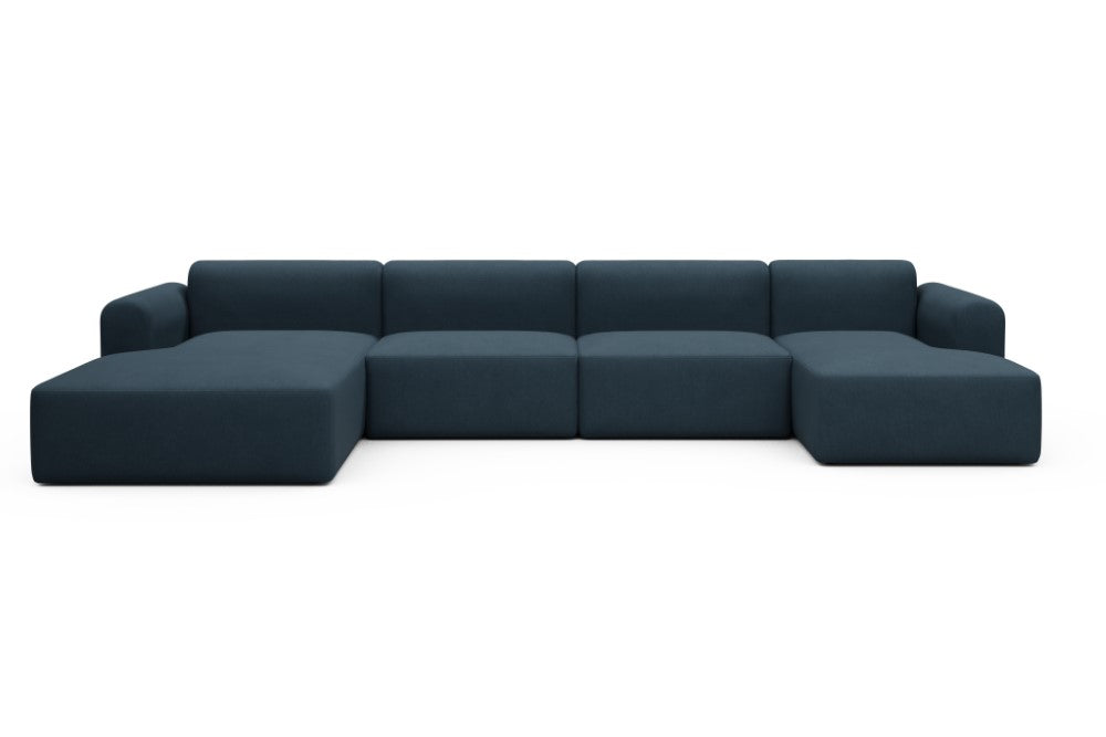 Rund Modular Sofa - Configurations 2 - U4L - 406 x 188 cm - Chaise + 2,5 Seater + Chaise - 580 Argus Navy Blue