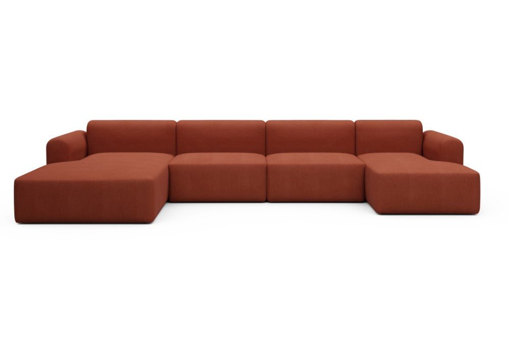 Rund Modular Sofa - Configurations 2 - U4L - 406 x 188 cm - Chaise + 2,5 Seater + Chaise - 581 Argus Rust