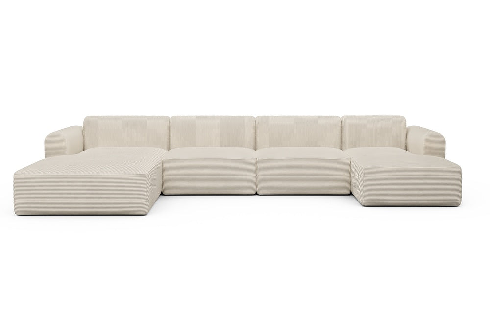 Rund Modular Sofa - Configurations 2 - U4L - 406 x 188 cm - Chaise + 2,5 Seater + Chaise - 594 Corduroy Ivory
