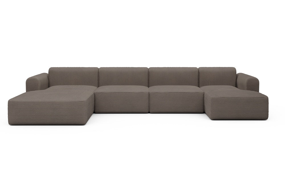 Rund Modular Sofa - Configurations 2 - U4L - 406 x 188 cm - Chaise + 2,5 Seater + Chaise - 596 Corduroy Mocha