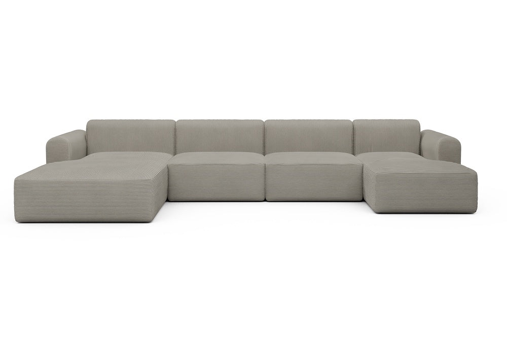 Rund Modular Sofa - Configurations 2 - U4L - 406 x 188 cm - Chaise + 2,5 Seater + Chaise - 603 Corduroy Beige