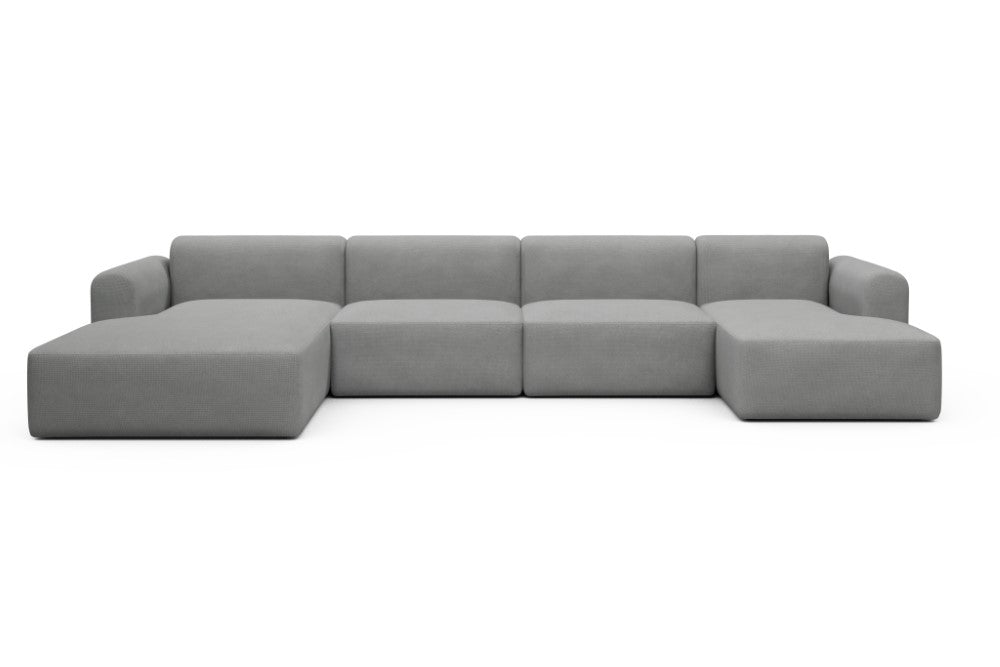 Rund Modular Sofa - Configurations 2 - U4L - 406 x 188 cm - Chaise + 2,5 Seater + Chaise - 764 Cura Sand Grey
