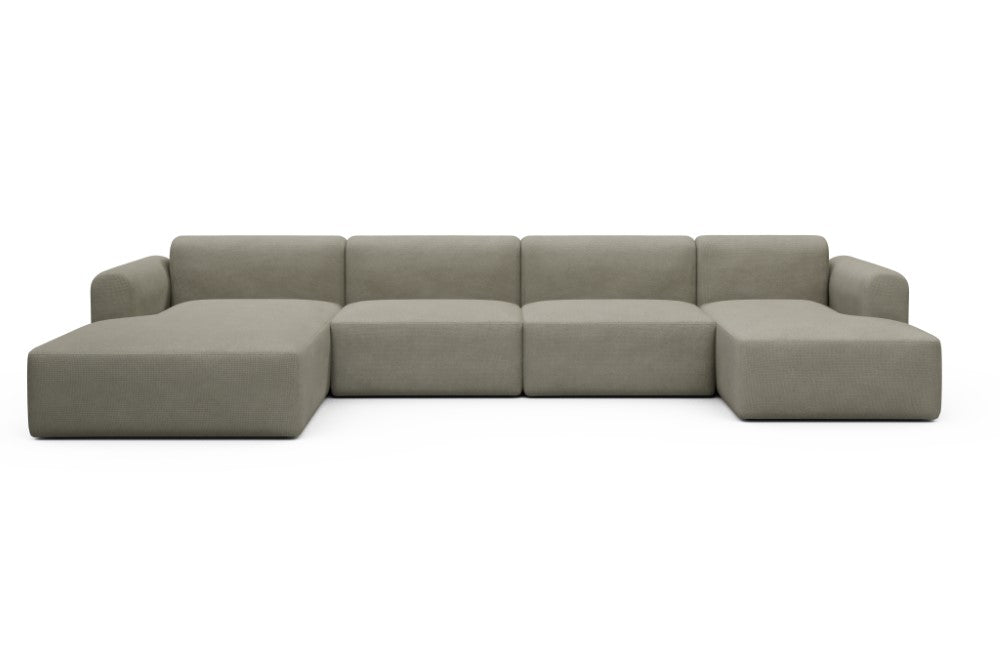 Rund Modular Sofa - Configurations 2 - U4L - 406 x 188 cm - Chaise + 2,5 Seater + Chaise - 765 Cura Oat