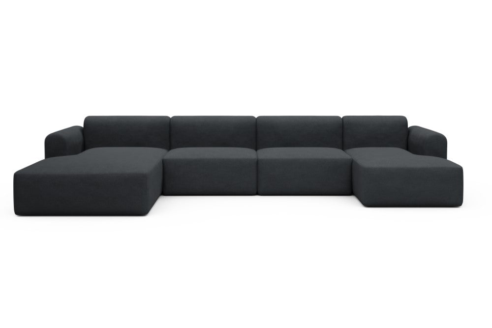 Rund Modular Sofa - Configurations 2 - U4L - 406 x 188 cm - Chaise + 2,5 Seater + Chaise - 766 Cura Anthracite