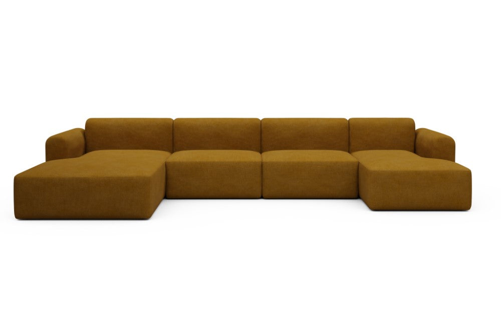 Rund Modular Sofa - Configurations 2 - U4L - 406 x 188 cm - Chaise + 2,5 Seater + Chaise - 767 Cura Apricot
