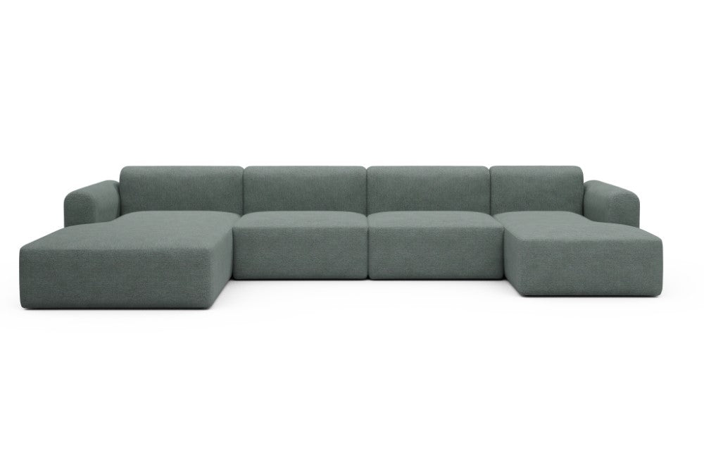 Rund Modular Sofa - Configurations 2 - U4L - 406 x 188 cm - Chaise + 2,5 Seater + Chaise - 770 Carreno Cielo Blue