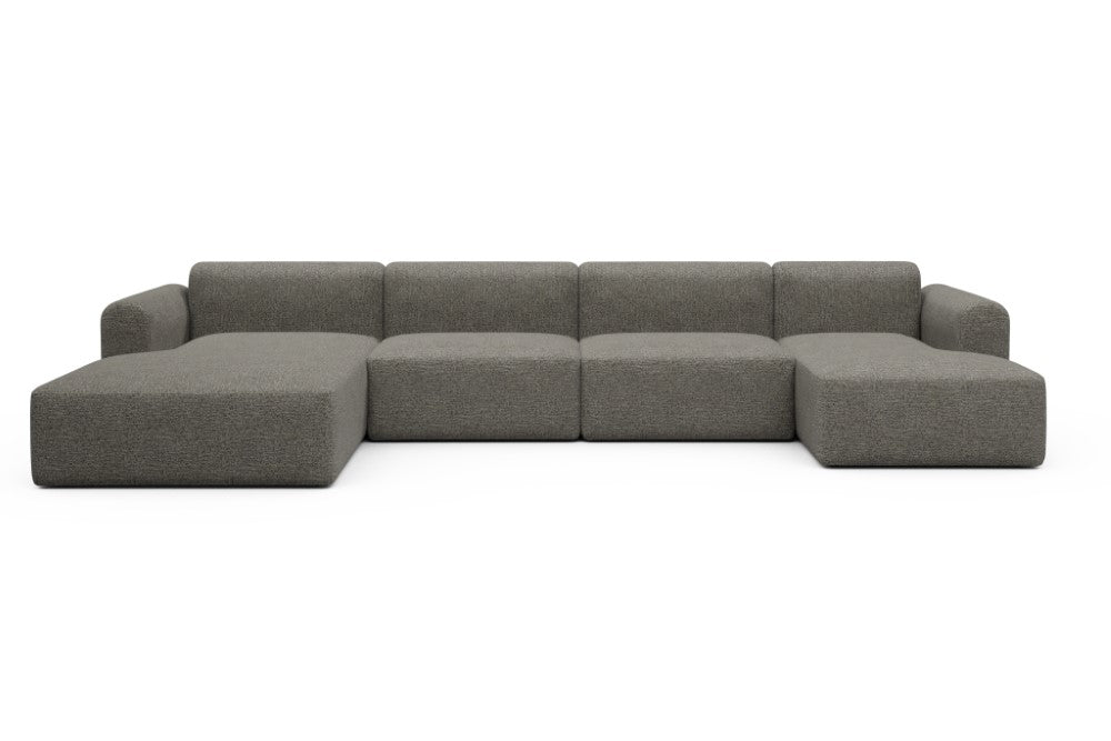 Rund Modular Sofa - Configurations 2 - U4L - 406 x 188 cm - Chaise + 2,5 Seater + Chaise - 771 Carreno Sepia Brown