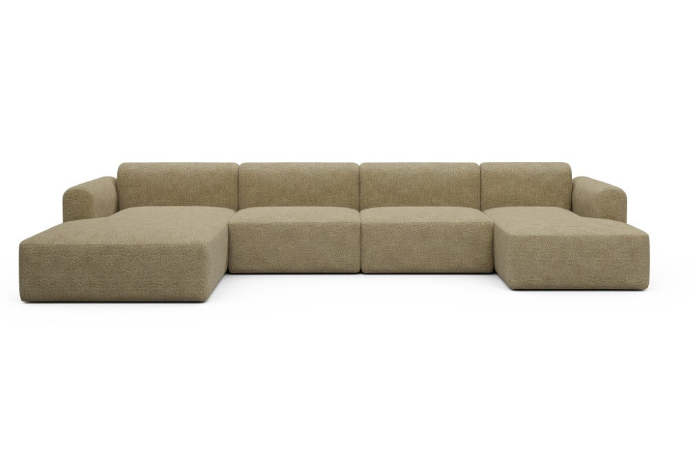 Rund Modular Sofa - Configurations 2 - U4L - 406 x 188 cm - Chaise + 2,5 Seater + Chaise - 774 Carreno Sicilian Yellow