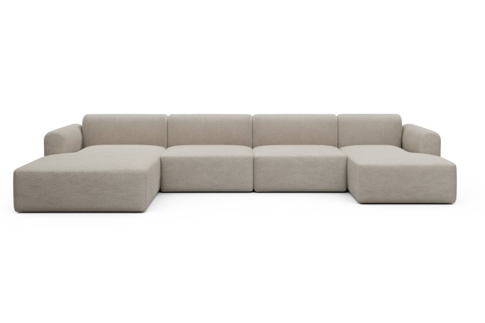 Rund Modular Sofa - Configurations 2 - U4L - 406 x 188 cm - Chaise + 2,5 Seater + Chaise - 816 Aivi Lace Beige