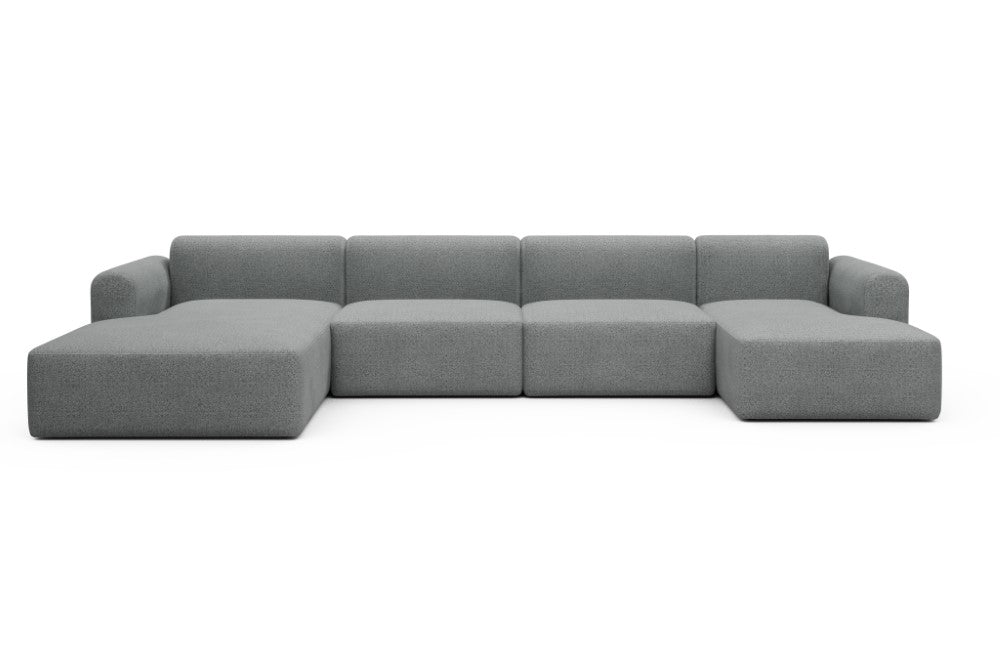 Rund Modular Sofa - Configurations 2 - U4L - 406 x 188 cm - Chaise + 2,5 Seater + Chaise - 819 Aivi Gravel Grey