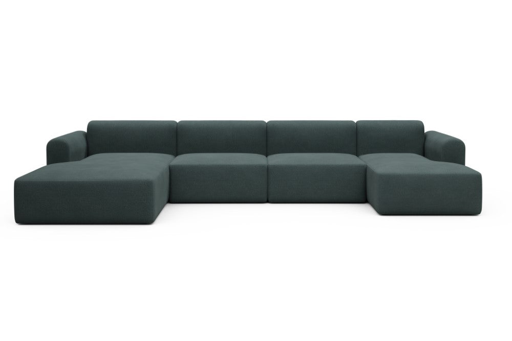 Rund Modular Sofa - Configurations 2 - U4L - 406 x 188 cm - Chaise + 2,5 Seater + Chaise - 851 Mahoga Dark Blue