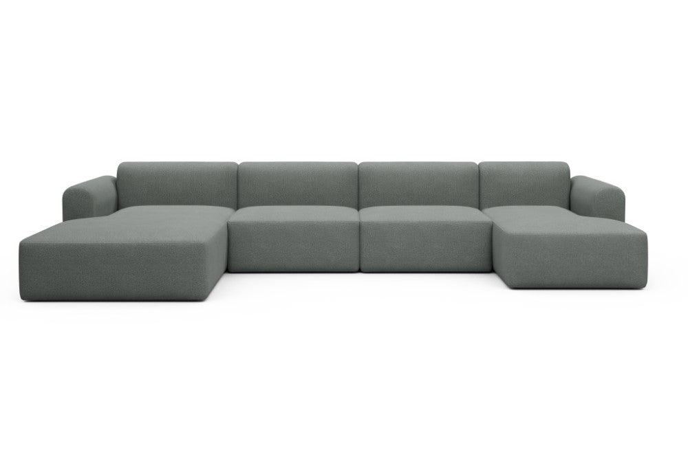 Rund Modular Sofa - Configurations 2 - U4L - 406 x 188 cm - Chaise + 2,5 Seater + Chaise - 853 Mahoga Dove Grey