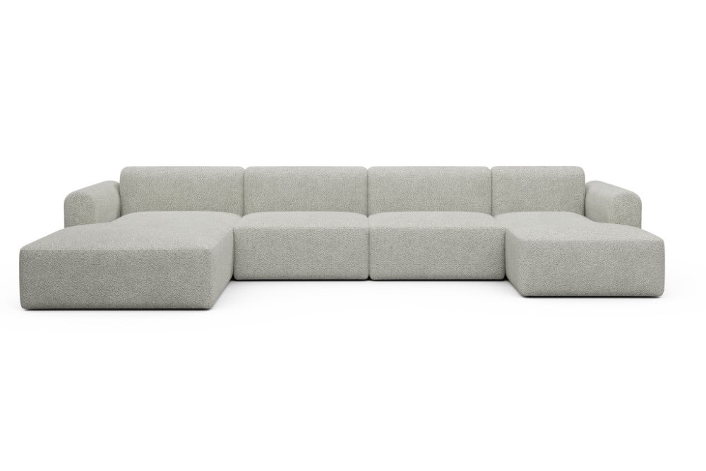 Rund Modular Sofa - Configurations 2 - U4L - 406 x 188 cm - Chaise + 2,5 Seater + Chaise - 867 Vanora Warm Sand