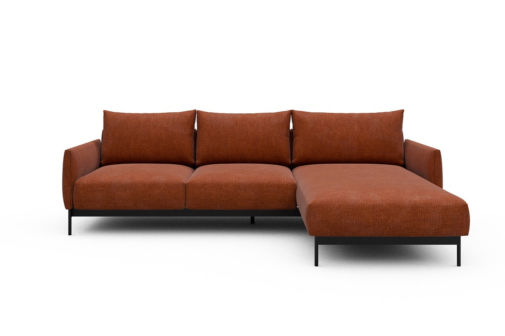 Tokey Modular Sofa - B2 - 255 x 185 cm - 2 Seater + Chaise - 412 Esina Rust Orange