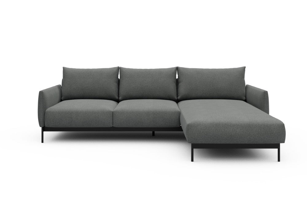 Tokey Modular Sofa - B2 - 255 x 185 cm - 2 Seater + Chaise - 440 Satya Steel Grey