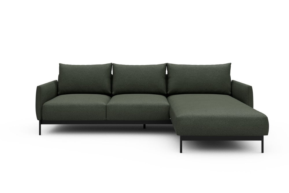 Tokey Modular Sofa - B2 - 255 x 185 cm - 2 Seater + Chaise - 488 Denari Forest Green