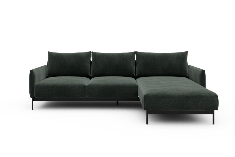 Tokey Modular Sofa - B2 - 255 x 185 cm - 2 Seater + Chaise - 814 Smooth Laural Green