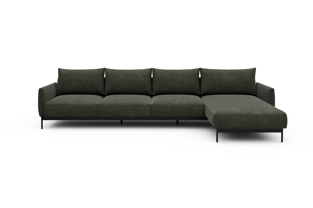 Tokey Modular Sofa - B3 - 330 x 185 cm - 3 Seater + Chaise - 413 Esina Olive Green