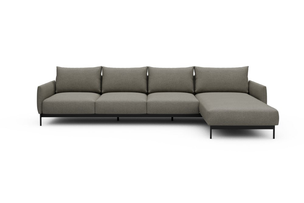 Tokey Modular Sofa - B3 - 330 x 185 cm - 3 Seater + Chaise - 486 Denari Warm Grey