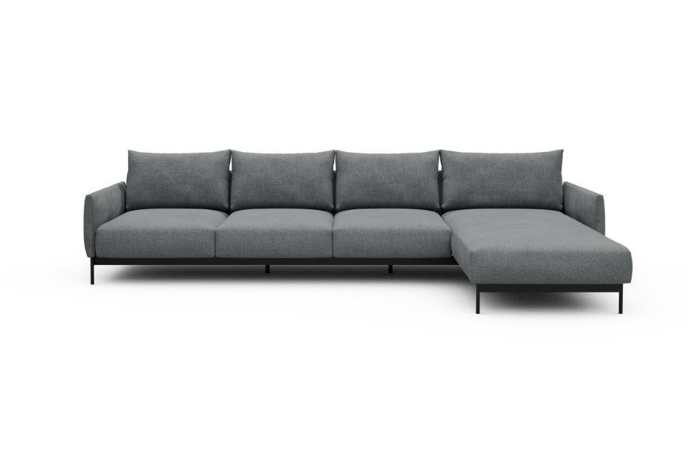 Tokey Modular Sofa - B3 - 330 x 185 cm - 3 Seater + Chaise - 495 Casone Gravel Grey