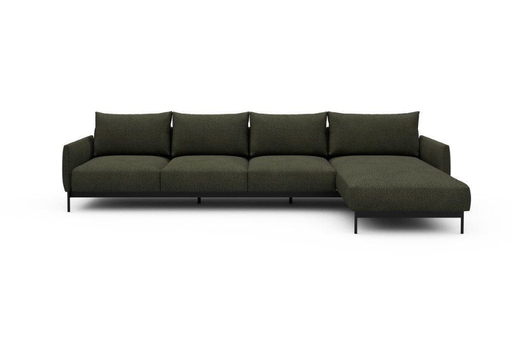 Tokey Modular Sofa - B3 - 330 x 185 cm - 3 Seater + Chaise - 535 Bouclé Forest Green