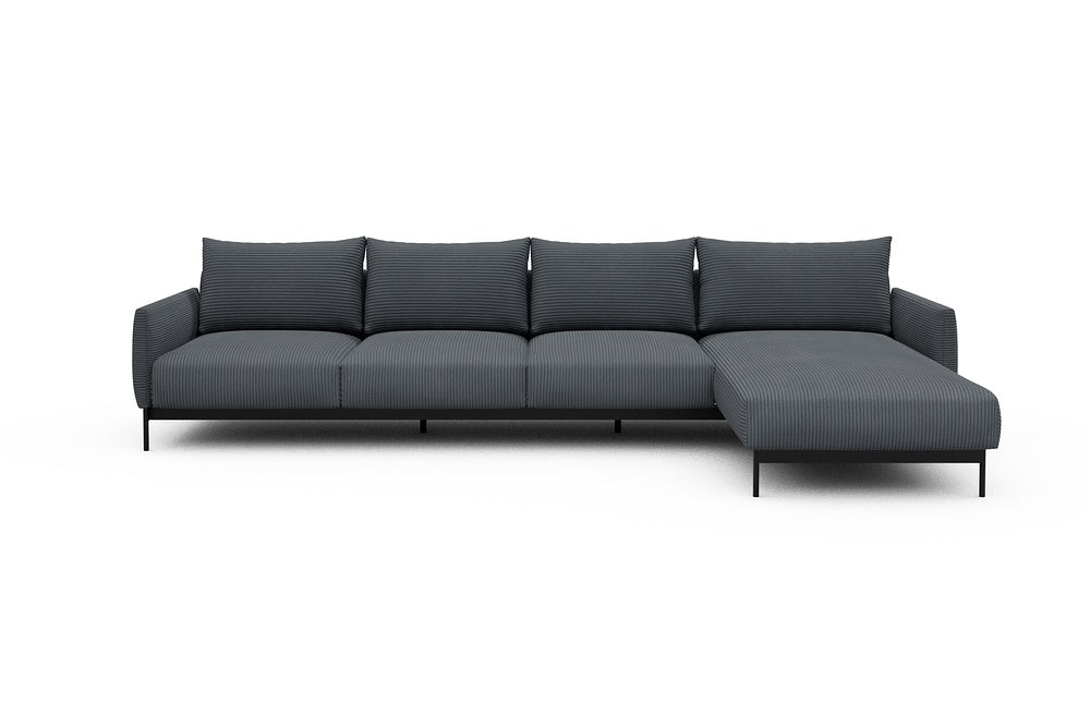 Tokey Modular Sofa - B3 - 330 x 185 cm - 3 Seater + Chaise - 592 Corduroy Silvermist