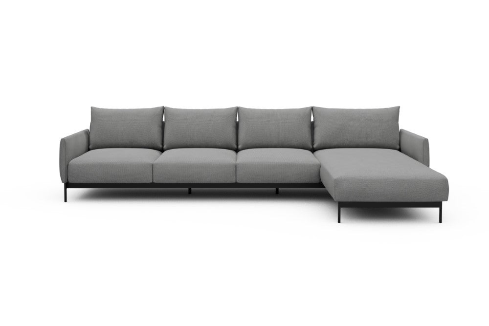 Tokey Modular Sofa - B3 - 330 x 185 cm - 3 Seater + Chaise - 764 Cura Sand Grey