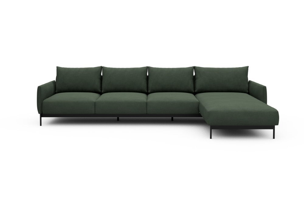 Tokey Modular Sofa - B3 - 330 x 185 cm - 3 Seater + Chaise - 769 Cura Saga Green