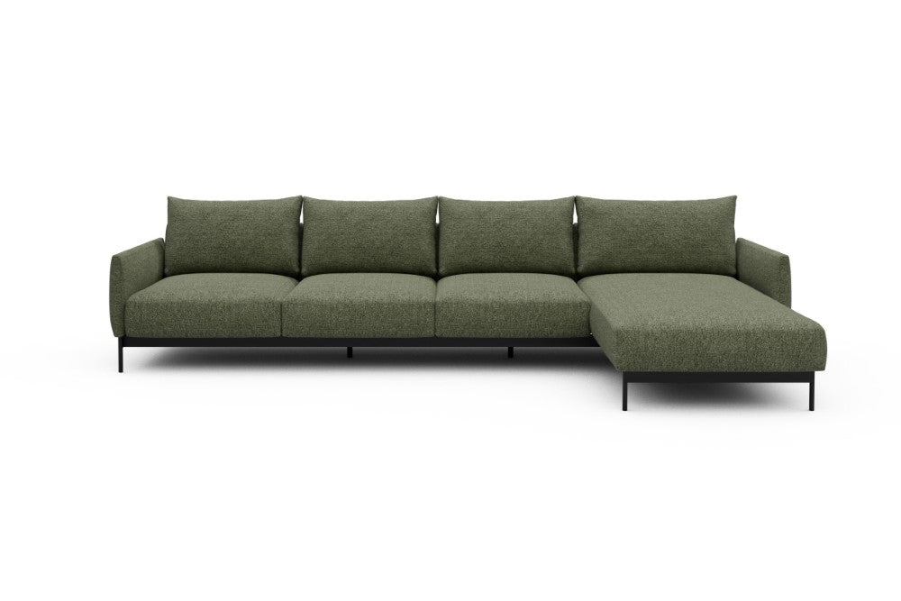 Tokey Modular Sofa - B3 - 330 x 185 cm - 3 Seater + Chaise - 775 Carreno Vivid Green