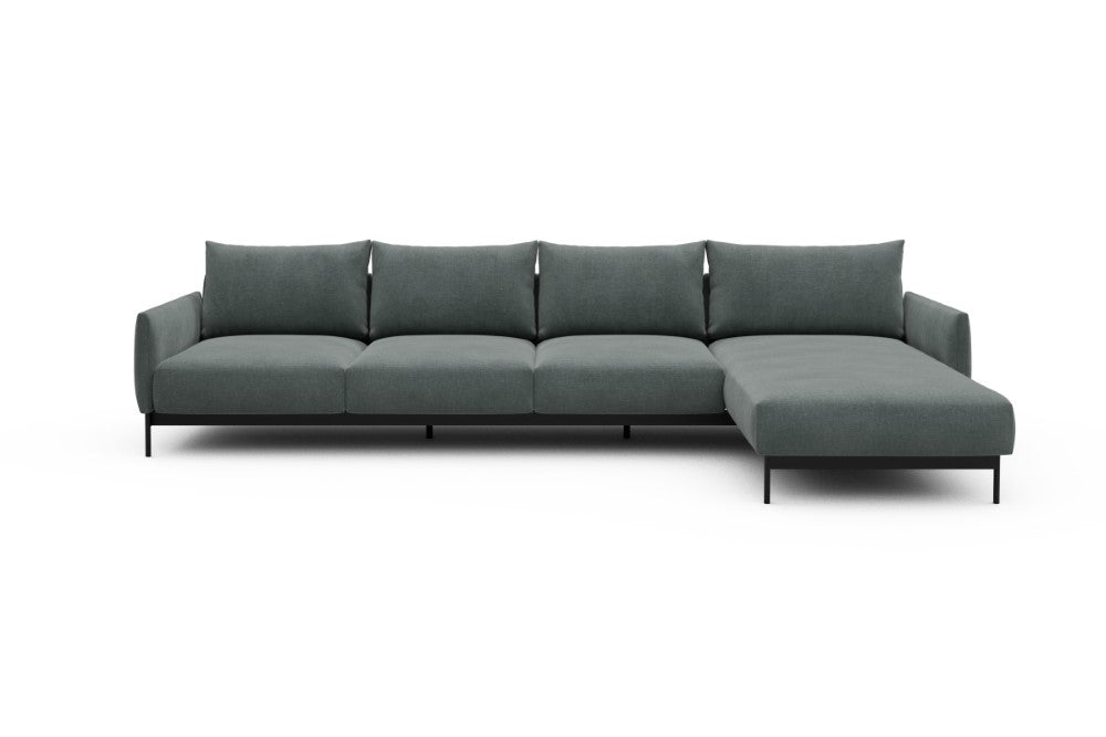 Tokey Modular Sofa - B3 - 330 x 185 cm - 3 Seater + Chaise - 812 Smooth Smooth Silver Grey
