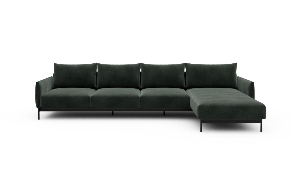 Tokey Modular Sofa - B3 - 330 x 185 cm - 3 Seater + Chaise - 814 Smooth Laural Green
