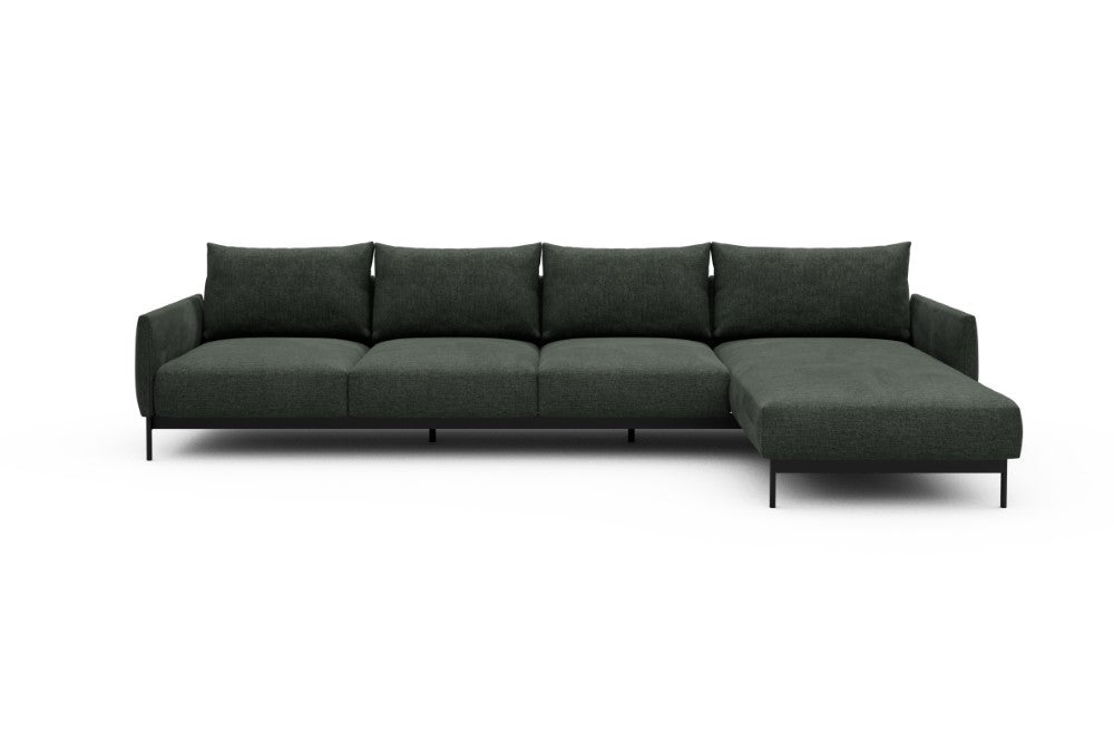 Tokey Modular Sofa - B3 - 330 x 185 cm - 3 Seater + Chaise - 818 Aivi Pine Green