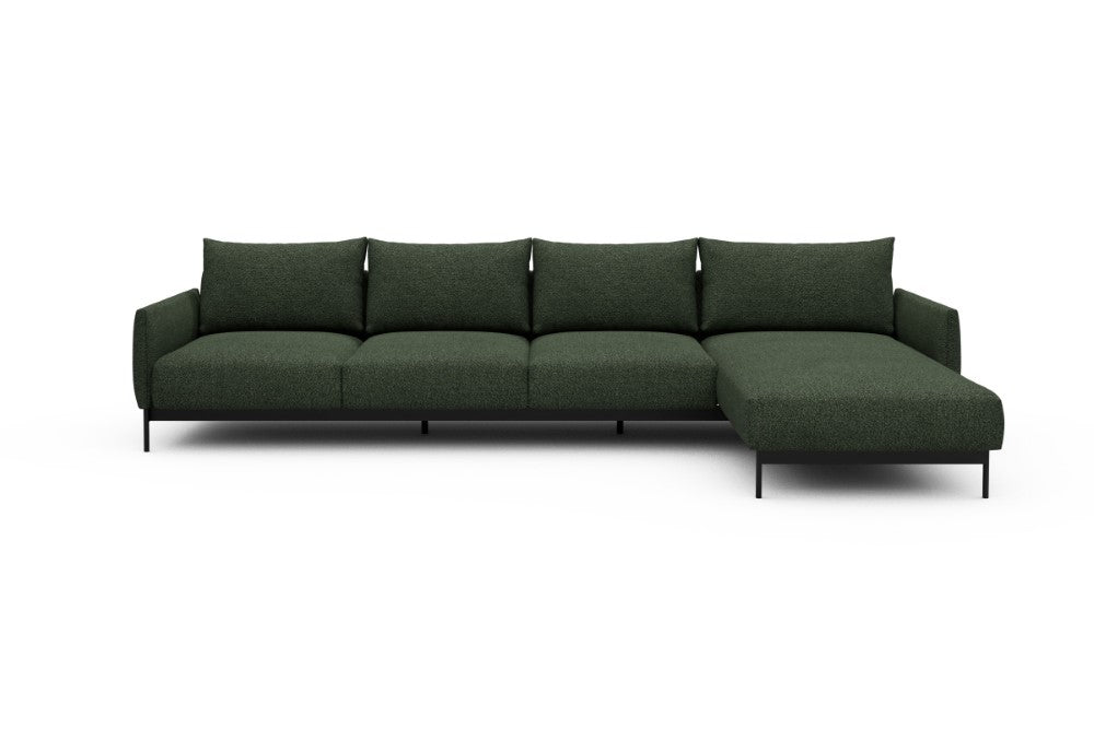 Tokey Modular Sofa - B3 - 330 x 185 cm - 3 Seater + Chaise - 869 Vanora Deep Green