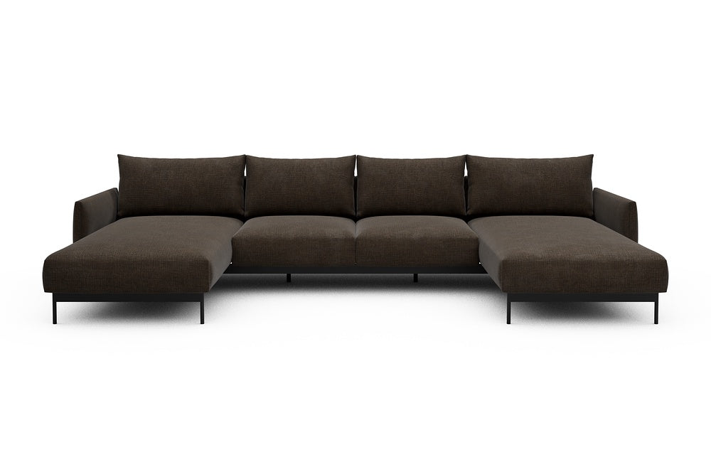 Tokey Modular Sofa - B4 - 345 x 185 cm - Chaise + 2 Seater + Chaise - 411 Esina Cedar Brown