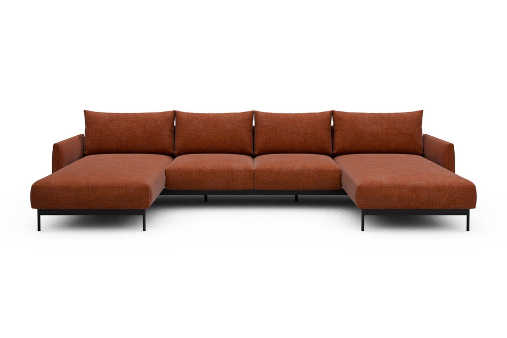 Tokey Modular Sofa - B4 - 345 x 185 cm - Chaise + 2 Seater + Chaise - 412 Esina Rust Orange